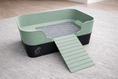 Load image into Gallery viewer, Lavieloo Pro Litterbox in sage green and charcoal black with a ramp for easy access, designed for rabbits.