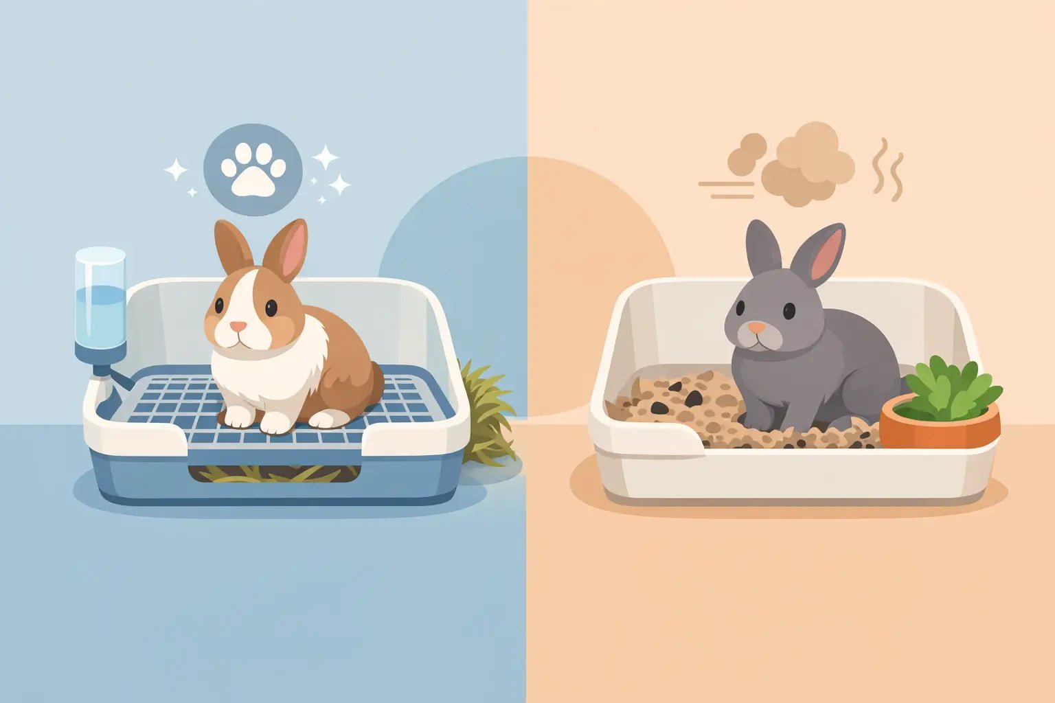 Rabbit Litter Box With Grate vs No Grate - LavieLoo Store