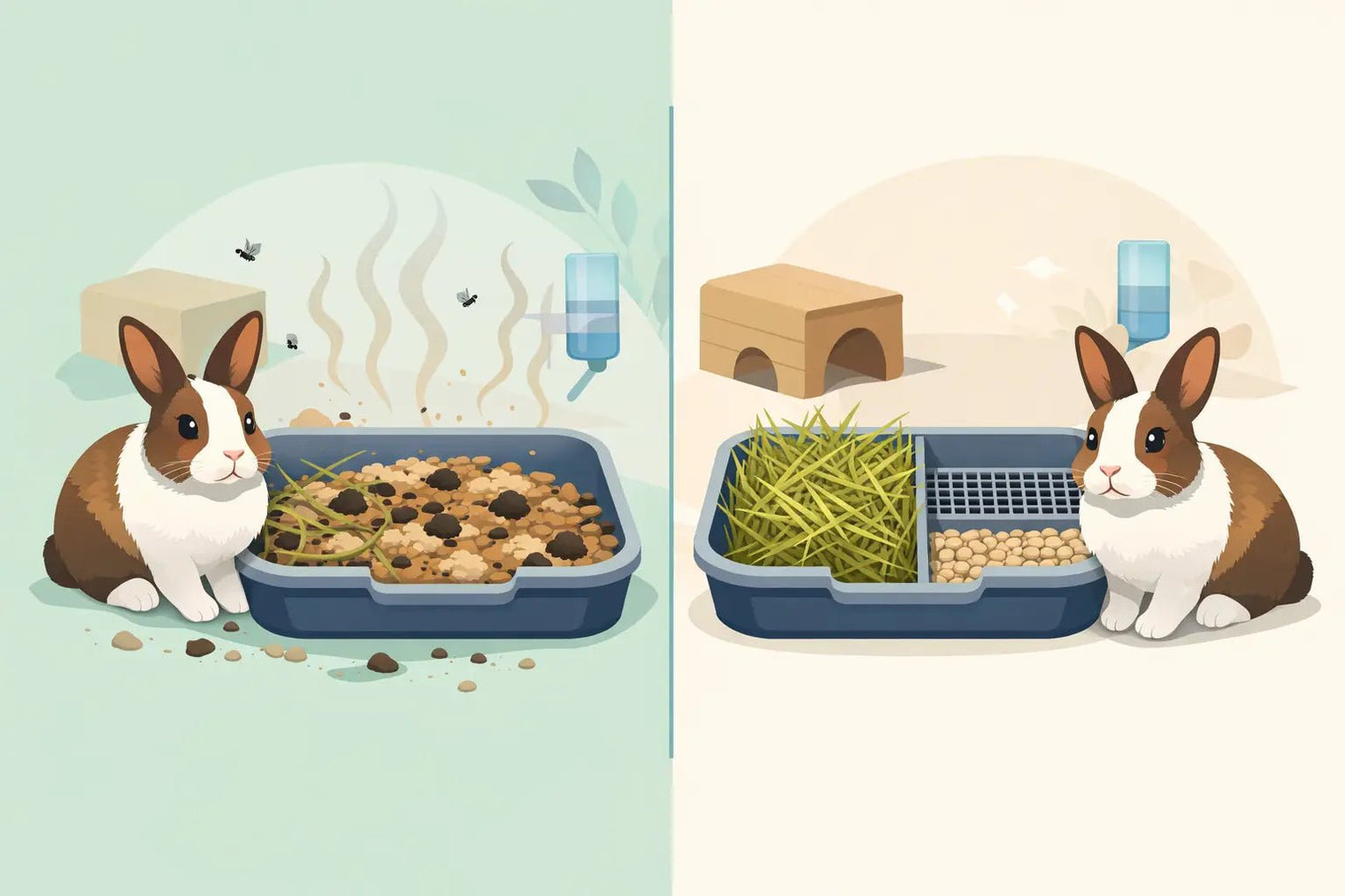 Separating Rabbit Litter Box Before After Results - LavieLoo Store