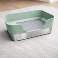 Load image into Gallery viewer, Lavieloo Rabbit Litterbox in sage green color with stainless steel base, designed for a cleaner pet setup.

